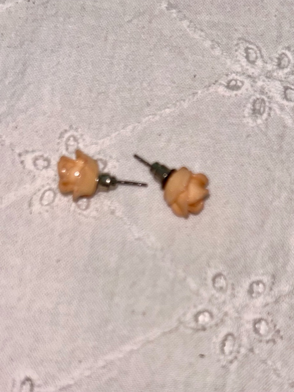 Peach Rose Stud Earrings